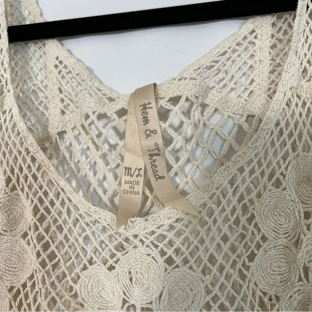Hem & Thread Crochet Scoop Neck Sleeveless Swim Cover Up